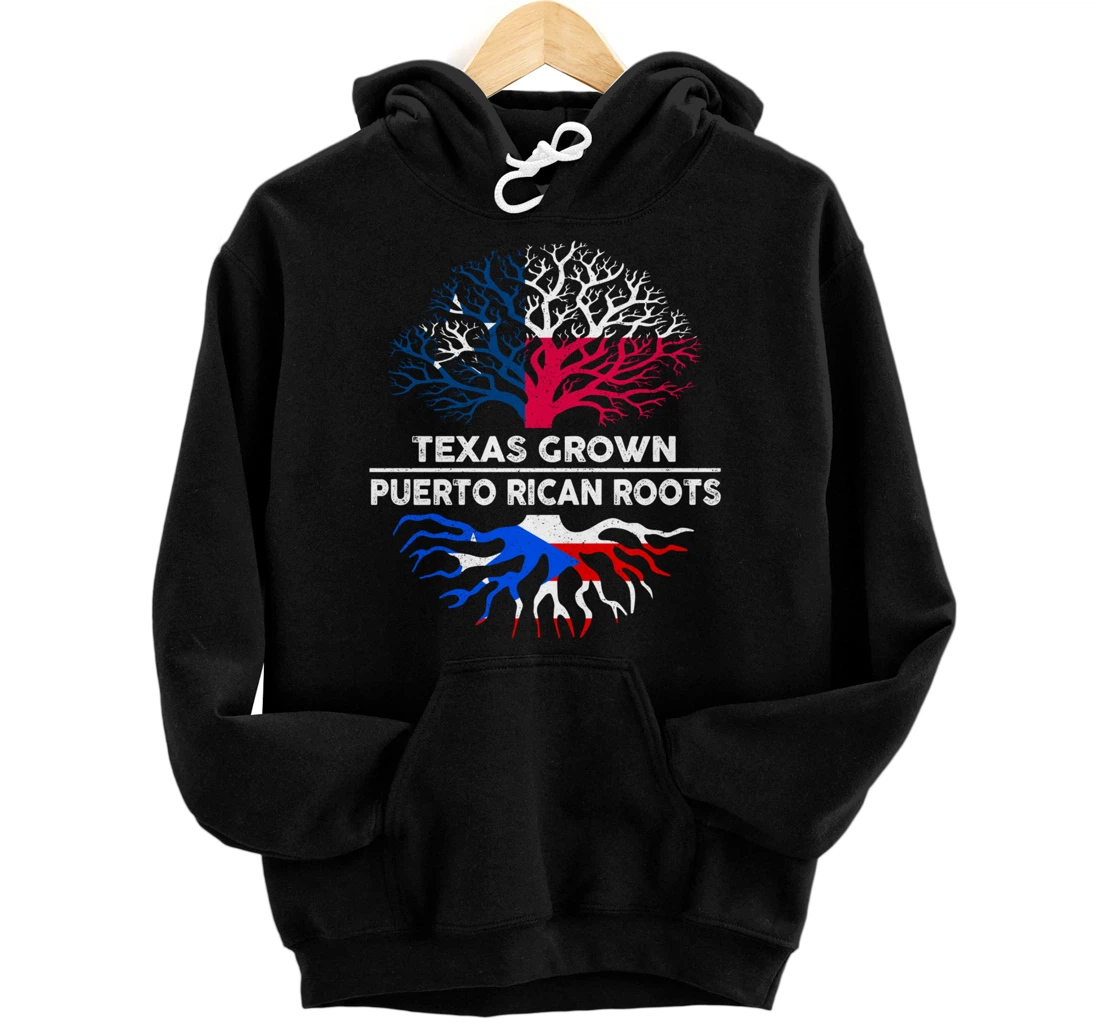 Texas Grown with Puerto Rican Roots Tree USA Puerto Rico Pullover Hoodie