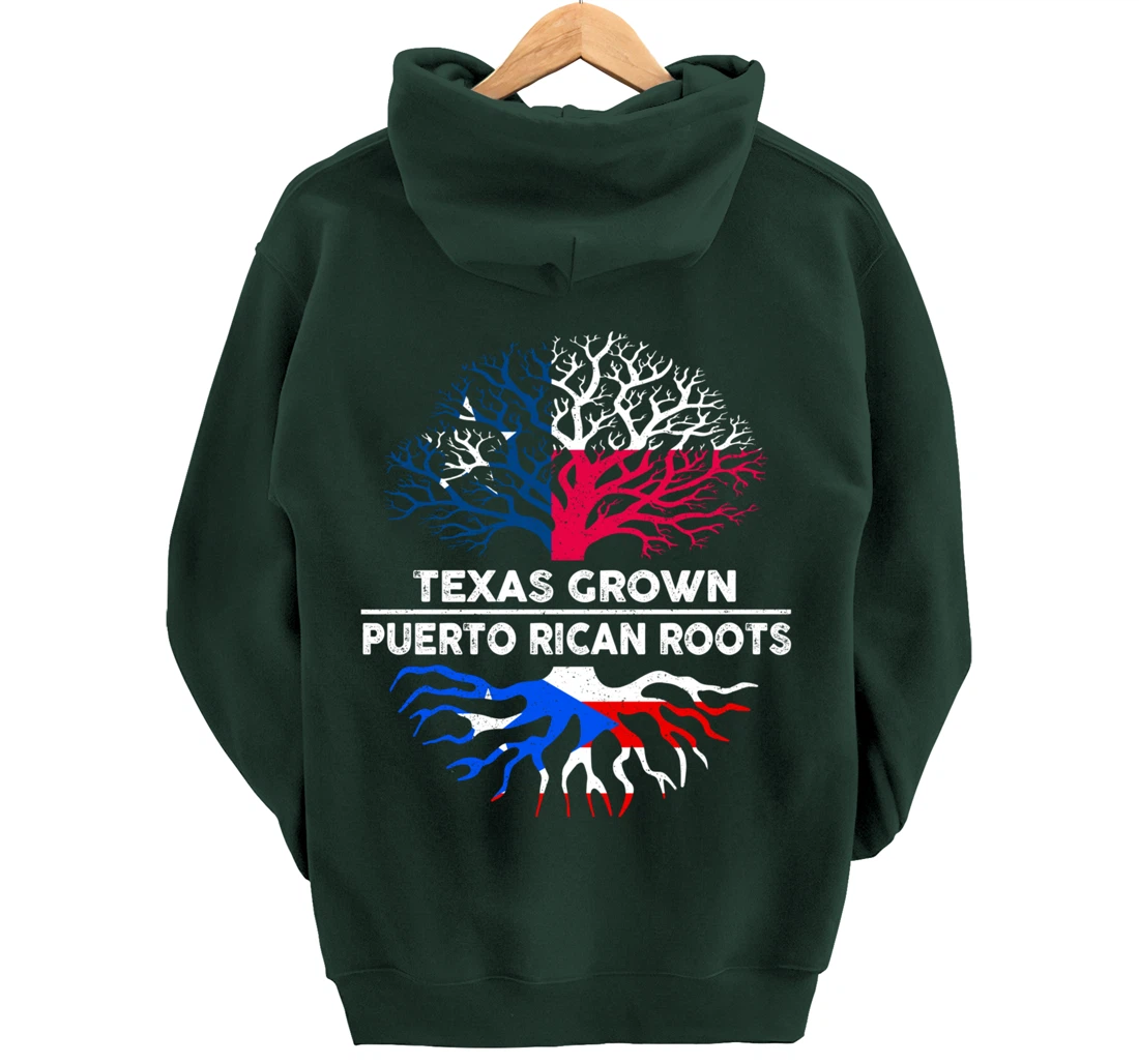 Texas Grown with Puerto Rican Roots Tree USA Puerto Rico Pullover Hoodie