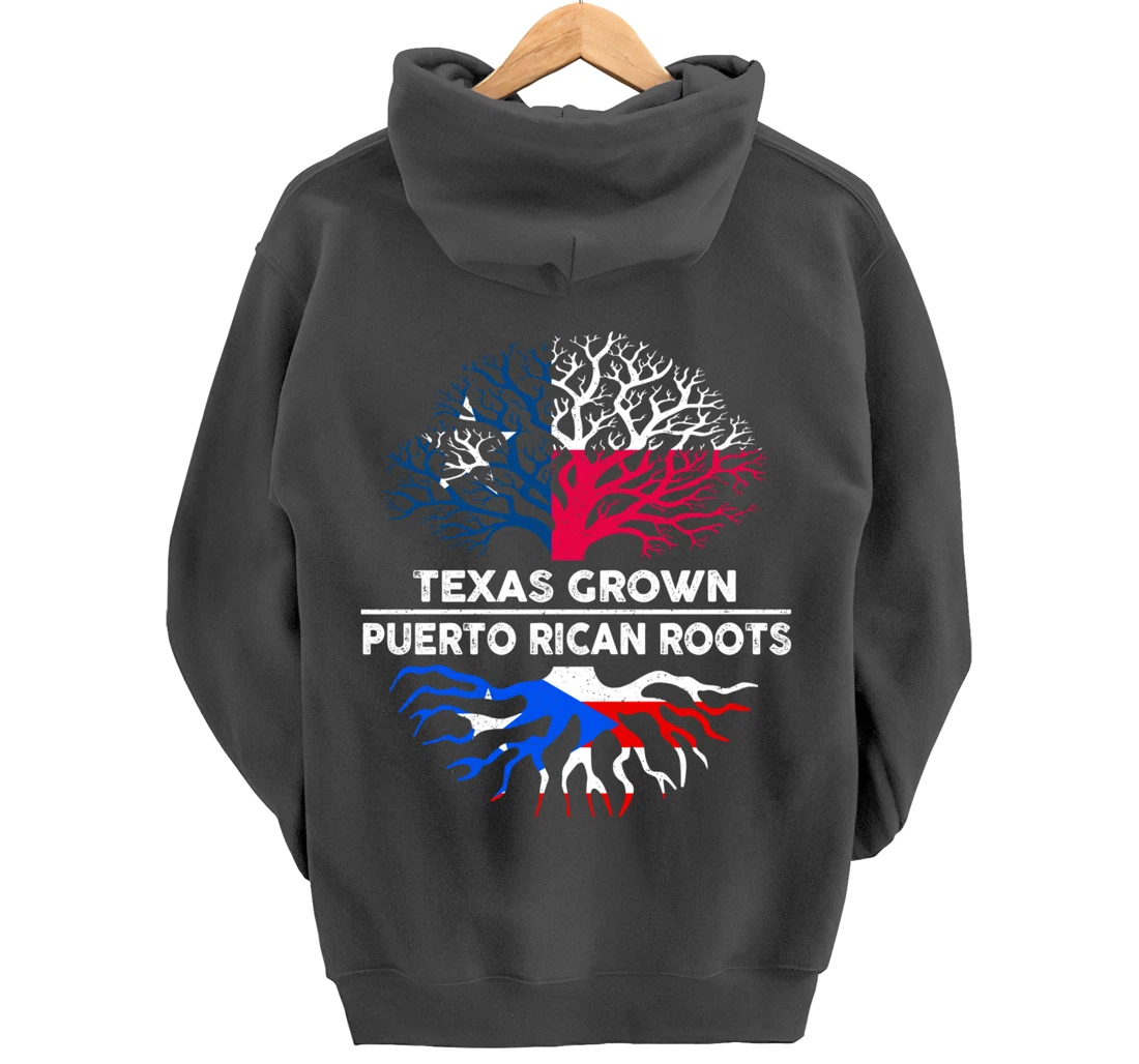 Texas Grown with Puerto Rican Roots Tree USA Puerto Rico Pullover Hoodie