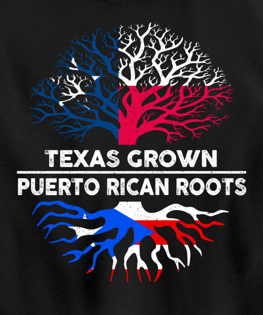 Texas Grown with Puerto Rican Roots Tree USA Puerto Rico Pullover Hoodie