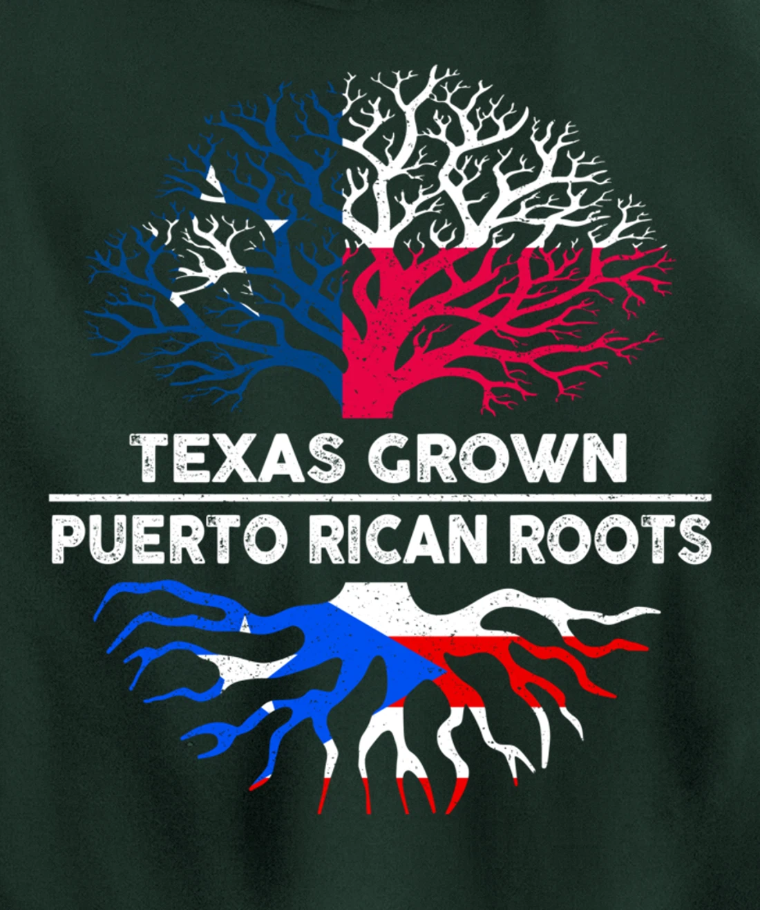 Texas Grown with Puerto Rican Roots Tree USA Puerto Rico Pullover Hoodie