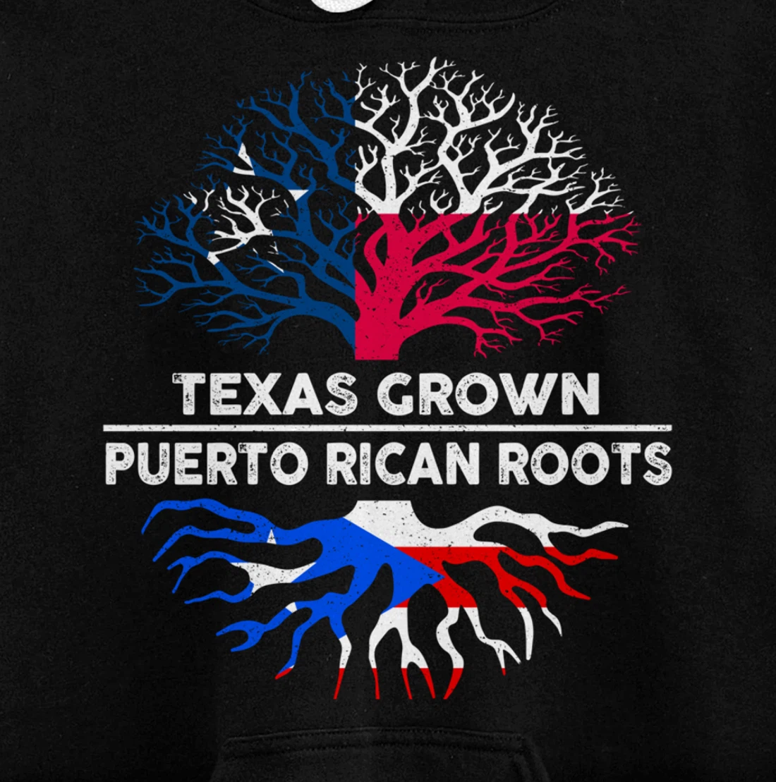 Texas Grown with Puerto Rican Roots Tree USA Puerto Rico Pullover Hoodie