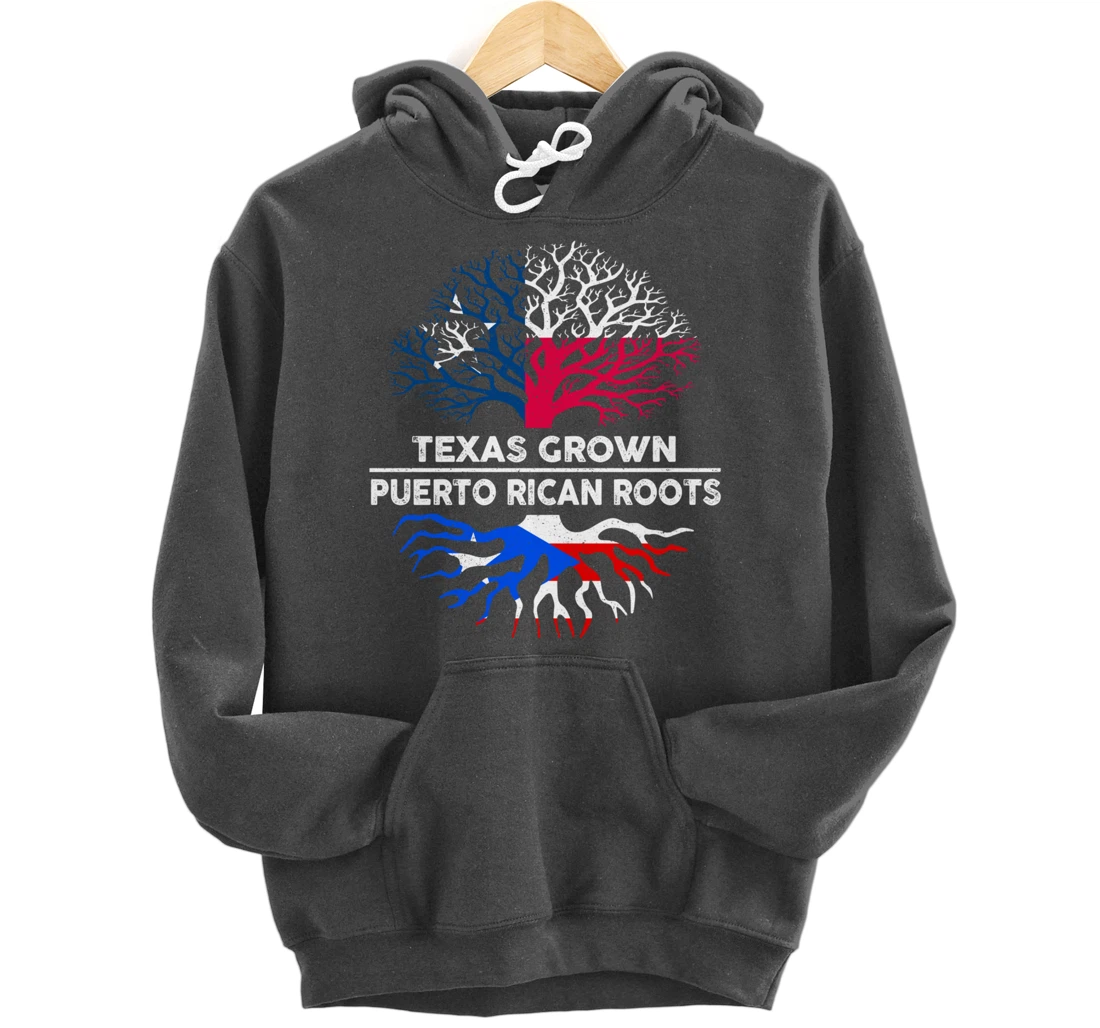 Texas Grown with Puerto Rican Roots Tree USA Puerto Rico Pullover Hoodie