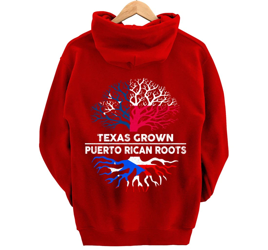 Texas Grown with Puerto Rican Roots Tree USA Puerto Rico Pullover Hoodie