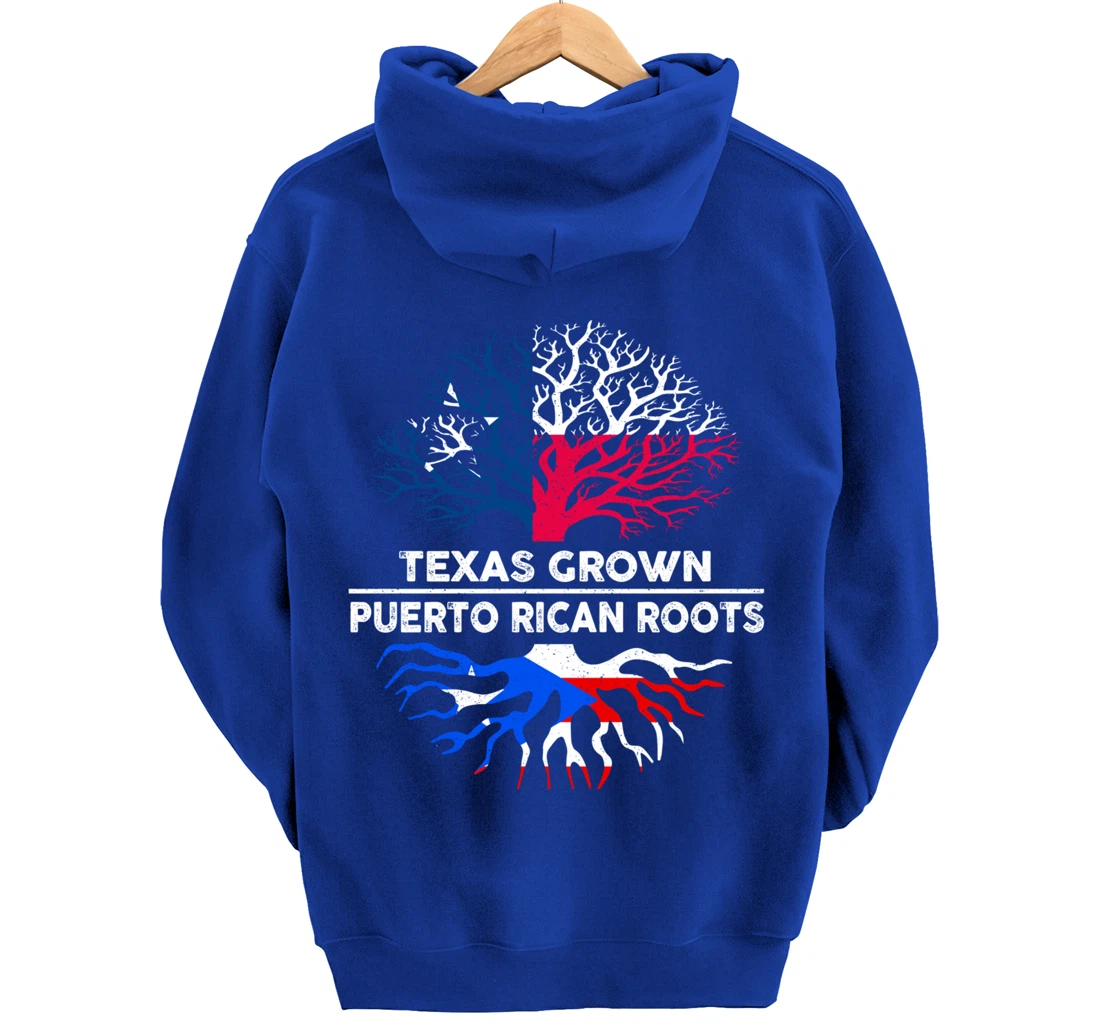 Texas Grown with Puerto Rican Roots Tree USA Puerto Rico Pullover Hoodie