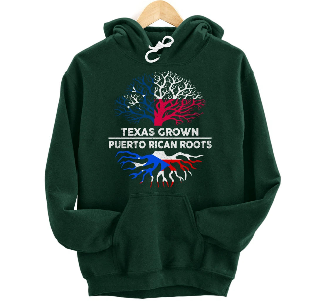 Texas Grown with Puerto Rican Roots Tree USA Puerto Rico Pullover Hoodie