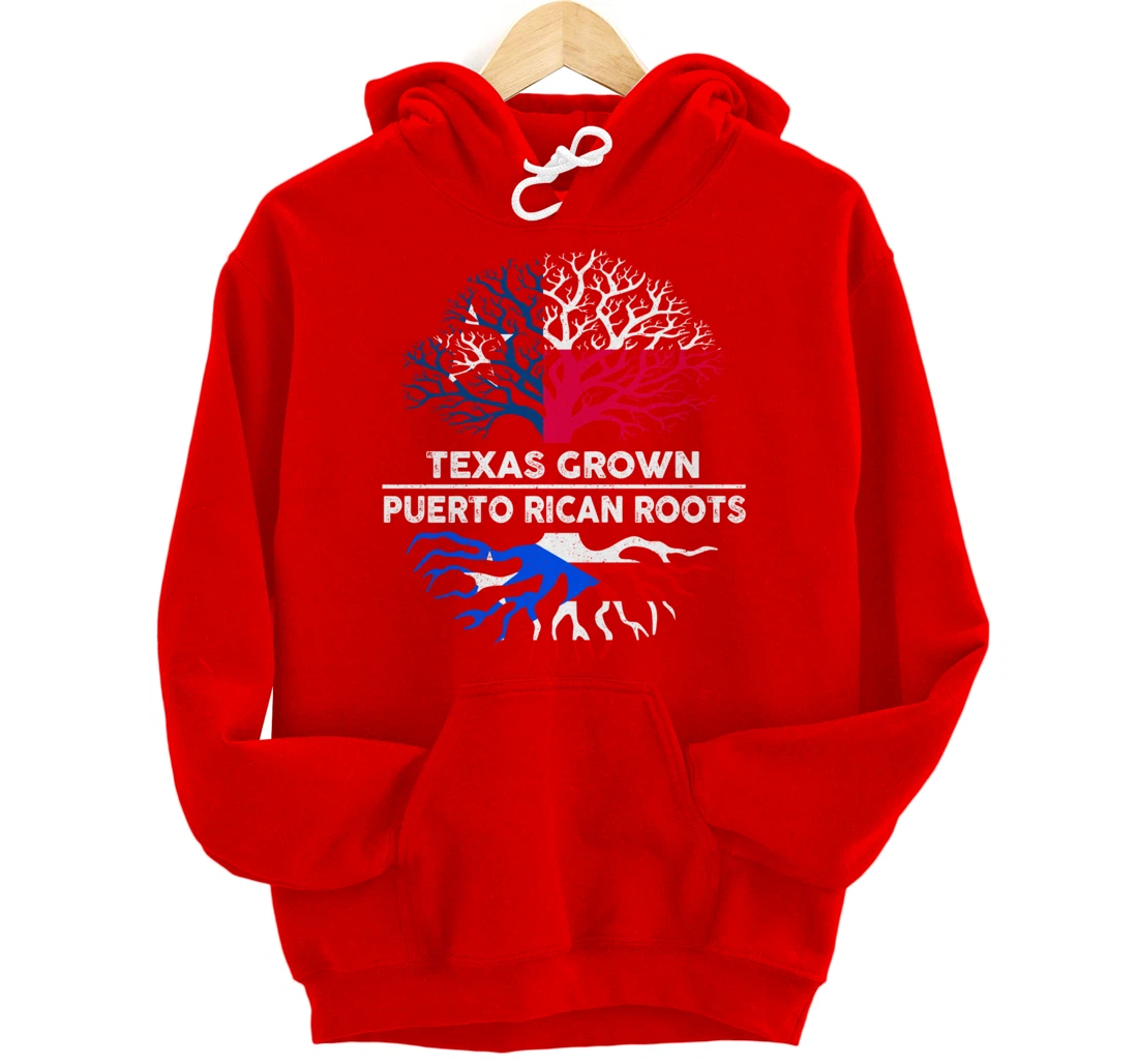 Texas Grown with Puerto Rican Roots Tree USA Puerto Rico Pullover Hoodie
