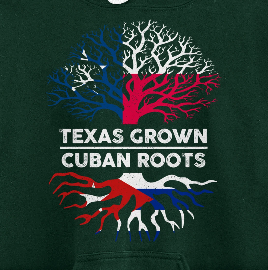 Texas Grown with Cuban Roots Tree USA Cuba Flag Pullover Hoodie