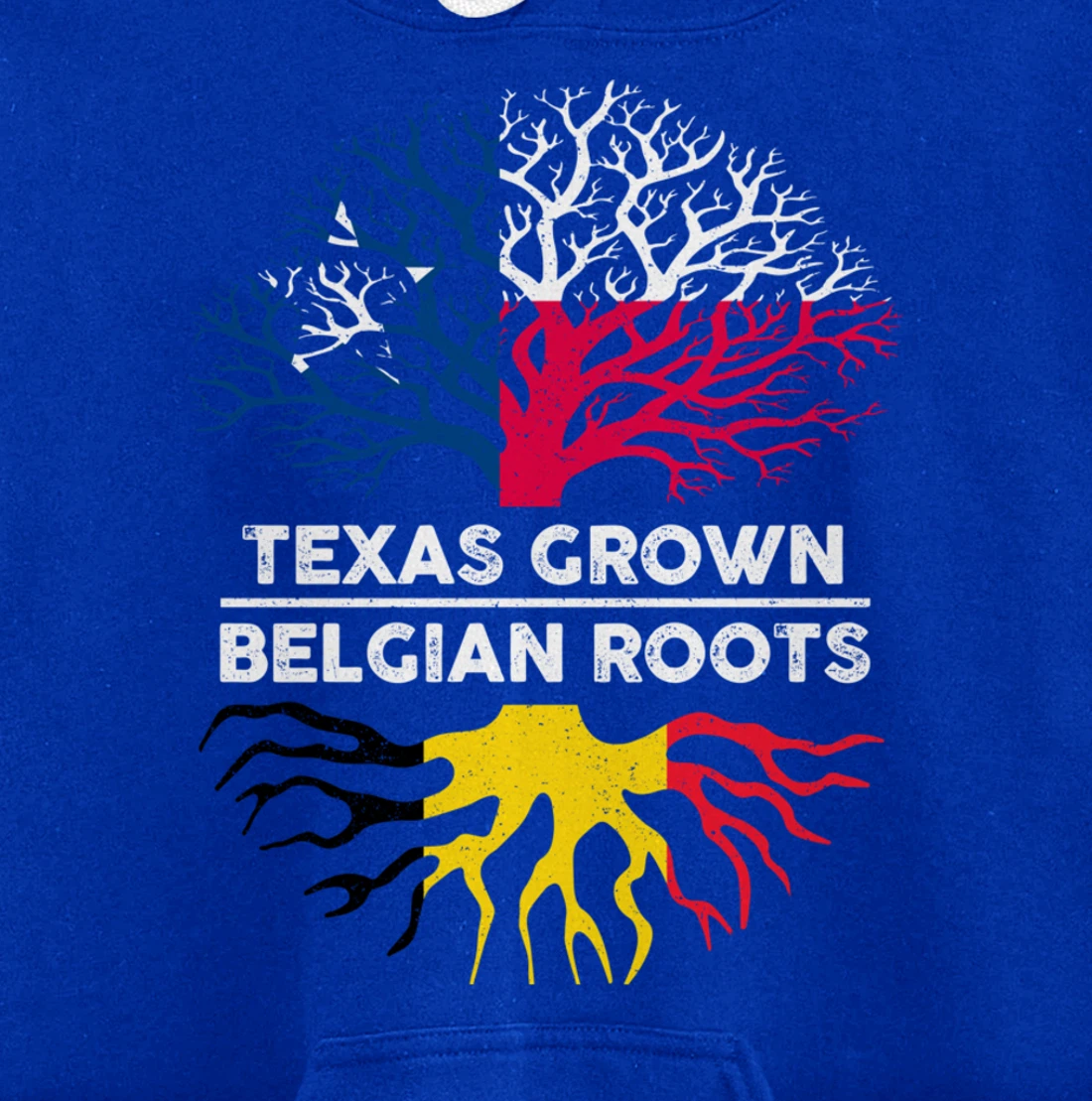 Texas Grown with Belgian Roots Tree USA Belgium Flag Pullover Hoodie