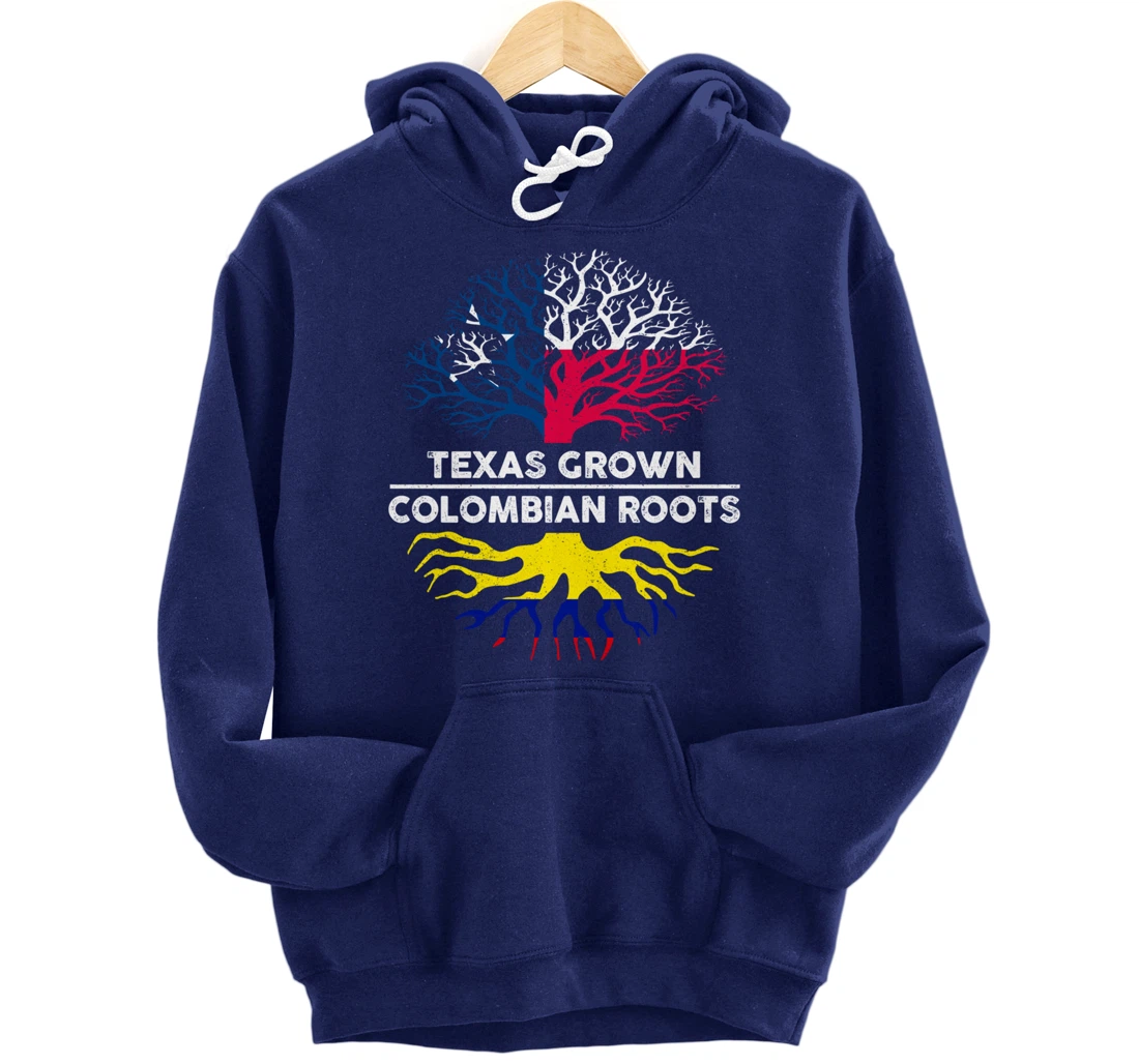 Texas Grown with Colombian Roots Tree USA Colombia Flag Pullover Hoodie