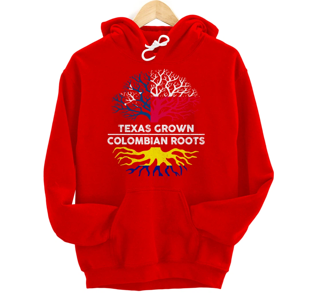 Texas Grown with Colombian Roots Tree USA Colombia Flag Pullover Hoodie