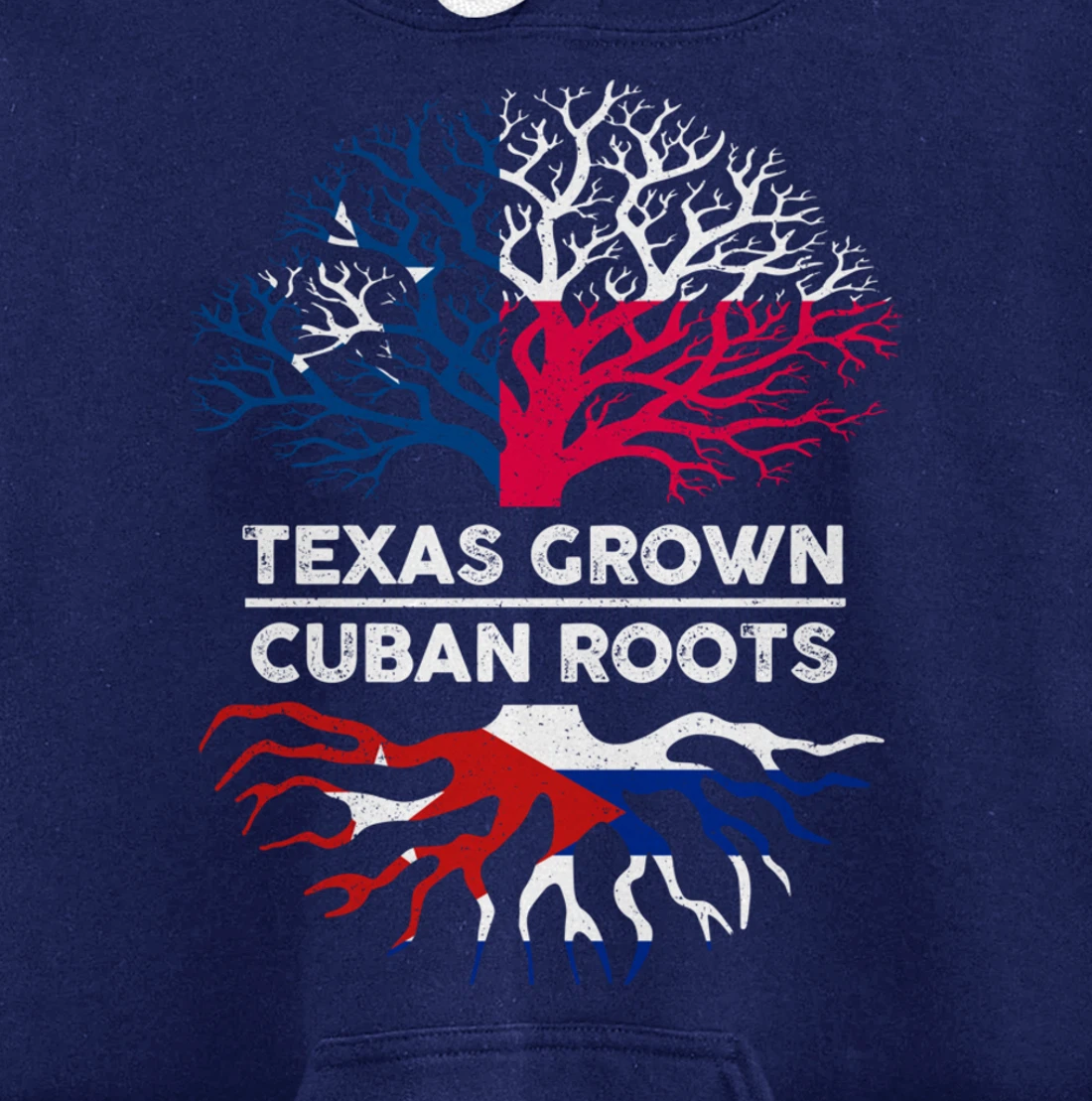 Texas Grown with Cuban Roots Tree USA Cuba Flag Pullover Hoodie