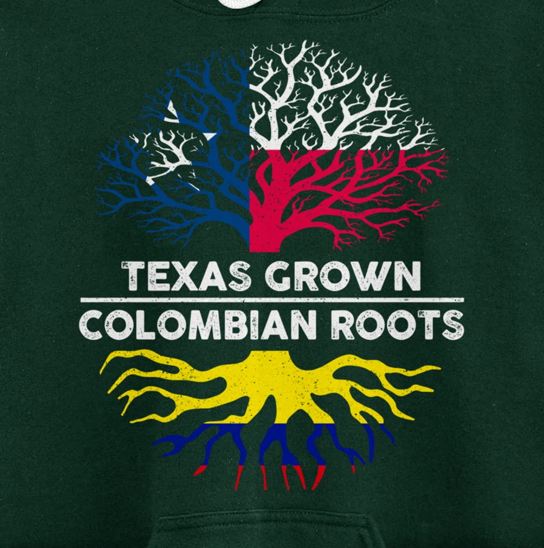 Texas Grown with Colombian Roots Tree USA Colombia Flag Pullover Hoodie