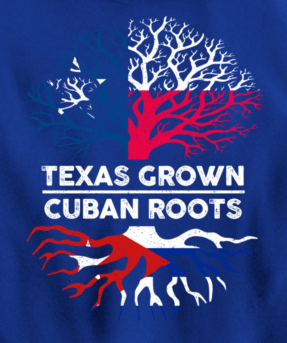 Texas Grown with Cuban Roots Tree USA Cuba Flag Pullover Hoodie