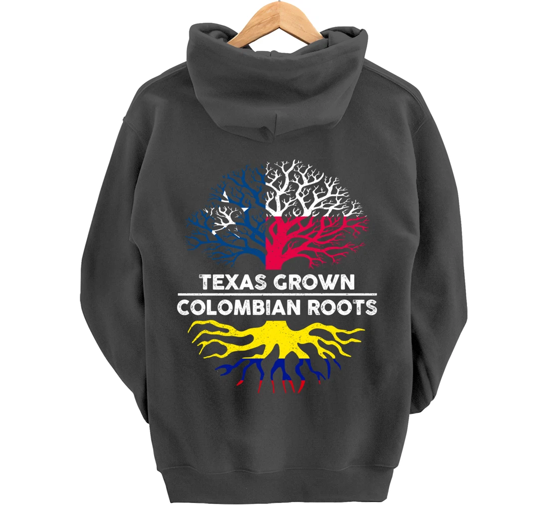 Texas Grown with Colombian Roots Tree USA Colombia Flag Pullover Hoodie