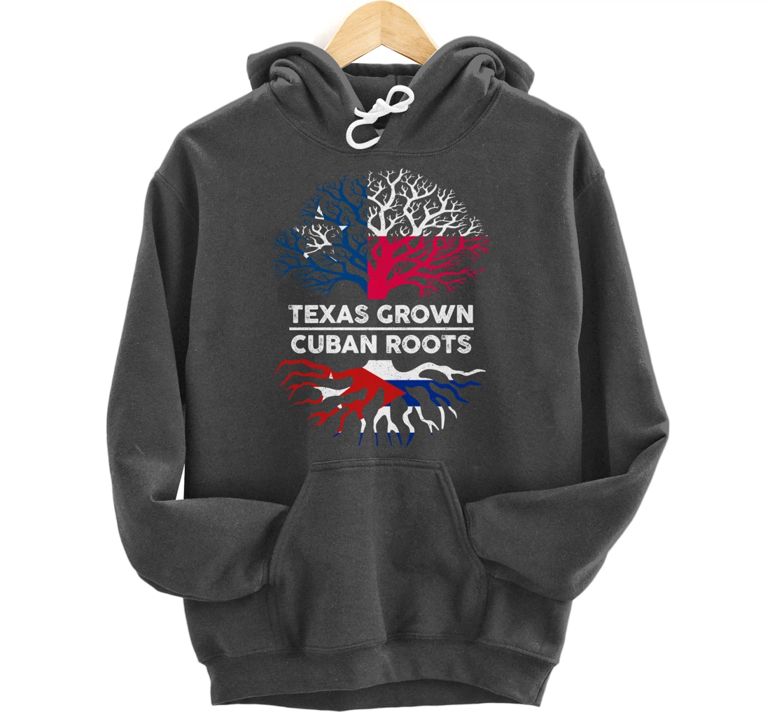Texas Grown with Cuban Roots Tree USA Cuba Flag Pullover Hoodie