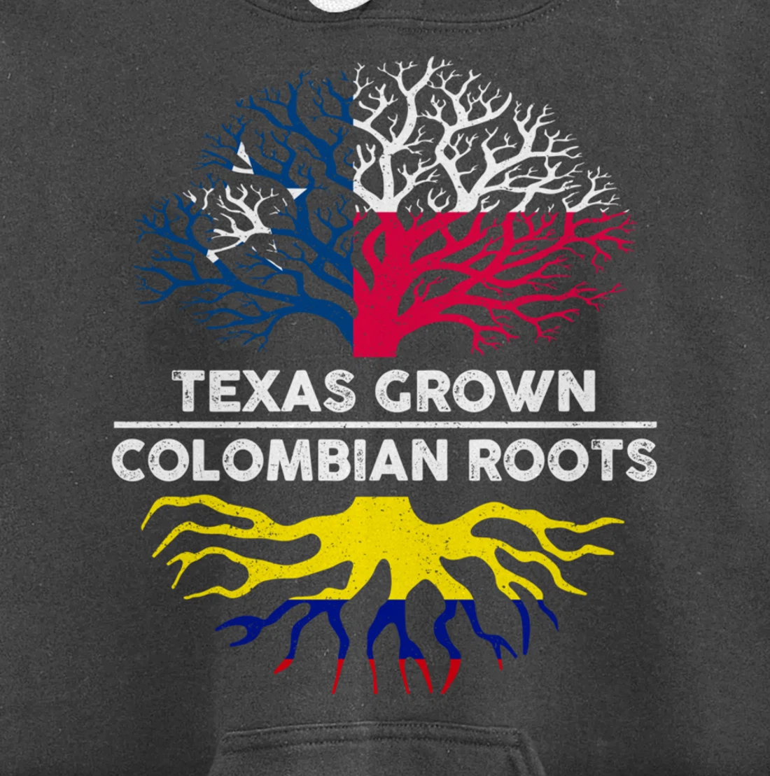 Texas Grown with Colombian Roots Tree USA Colombia Flag Pullover Hoodie