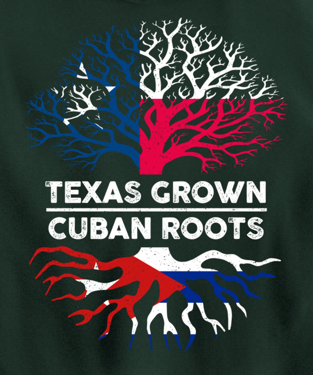 Texas Grown with Cuban Roots Tree USA Cuba Flag Pullover Hoodie