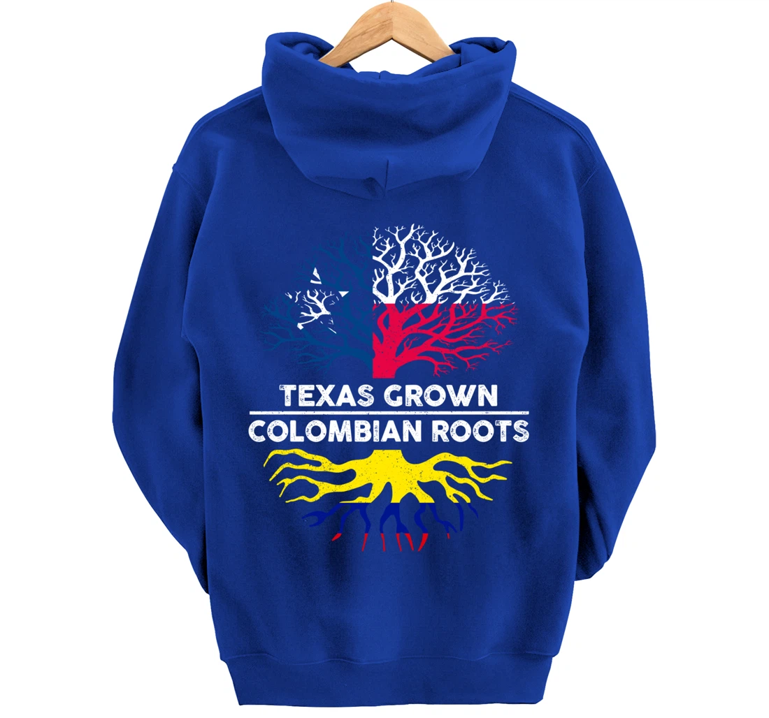 Texas Grown with Colombian Roots Tree USA Colombia Flag Pullover Hoodie
