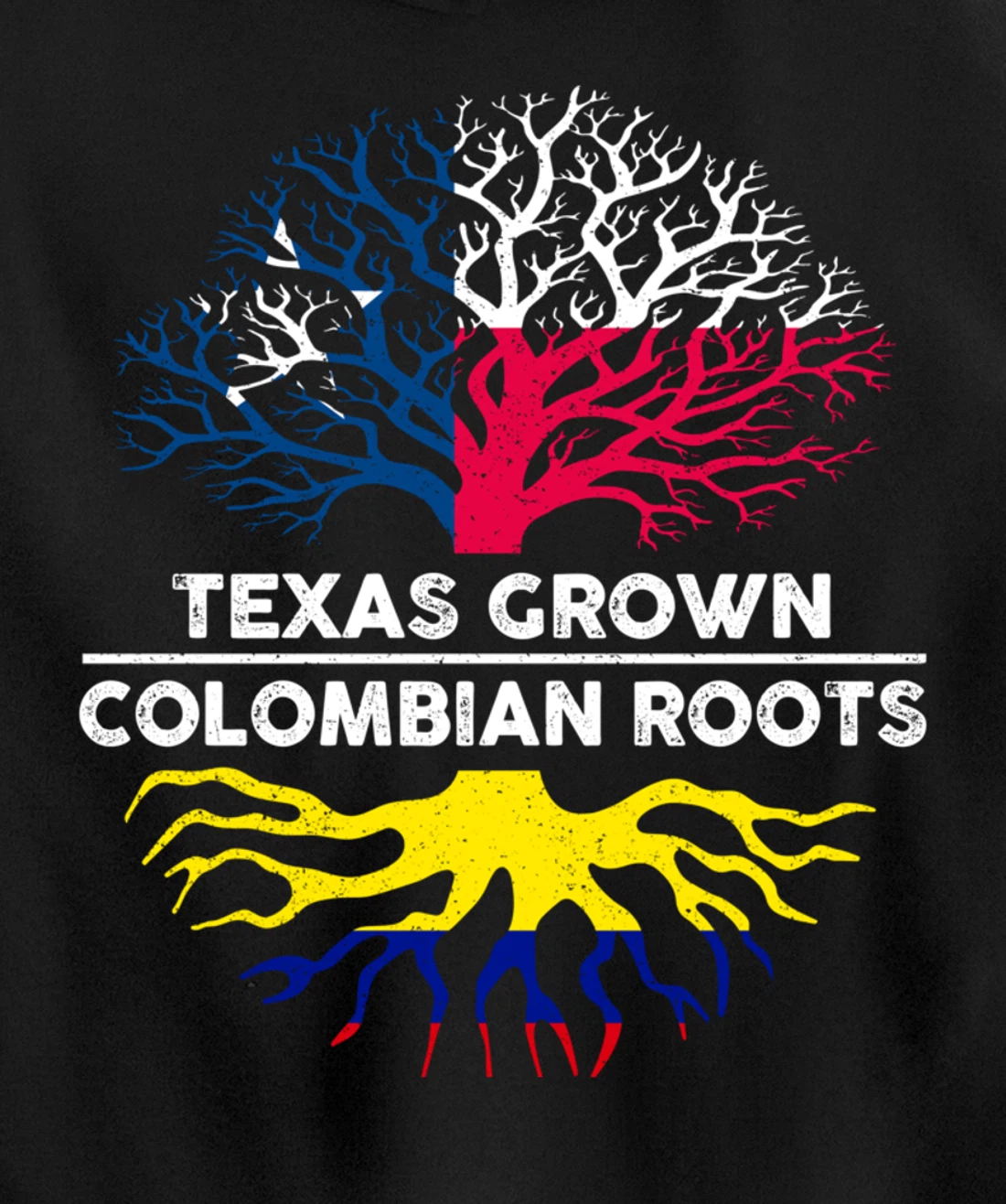 Texas Grown with Colombian Roots Tree USA Colombia Flag Pullover Hoodie