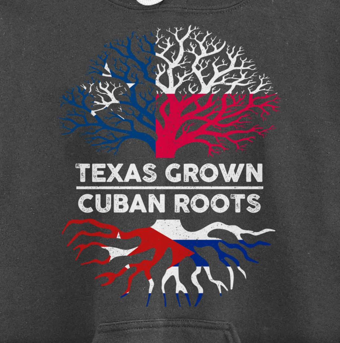 Texas Grown with Cuban Roots Tree USA Cuba Flag Pullover Hoodie