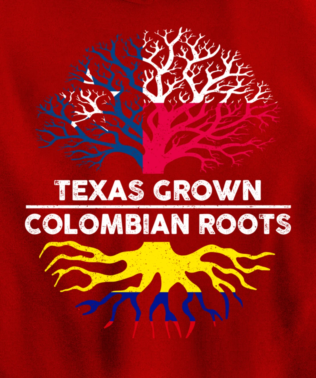 Texas Grown with Colombian Roots Tree USA Colombia Flag Pullover Hoodie