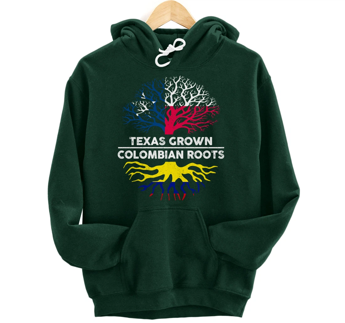 Texas Grown with Colombian Roots Tree USA Colombia Flag Pullover Hoodie