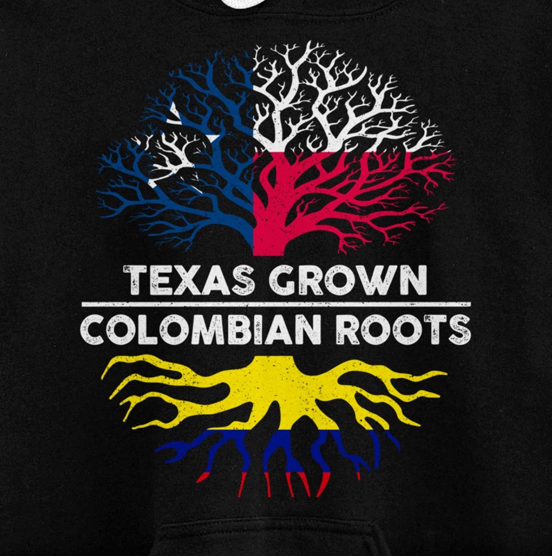 Texas Grown with Colombian Roots Tree USA Colombia Flag Pullover Hoodie