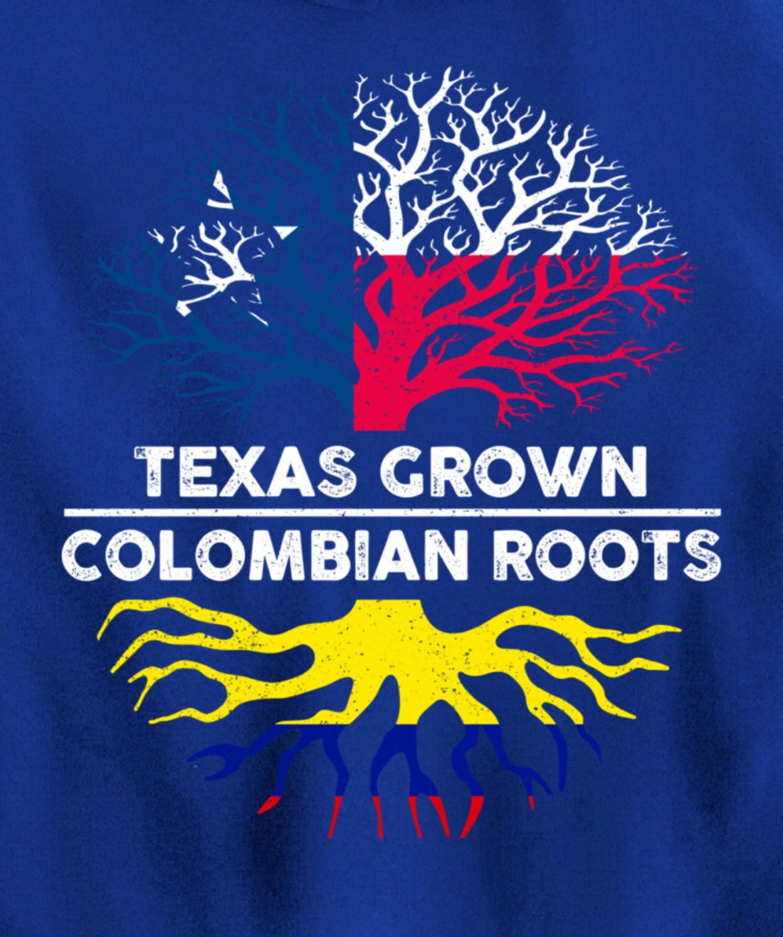 Texas Grown with Colombian Roots Tree USA Colombia Flag Pullover Hoodie