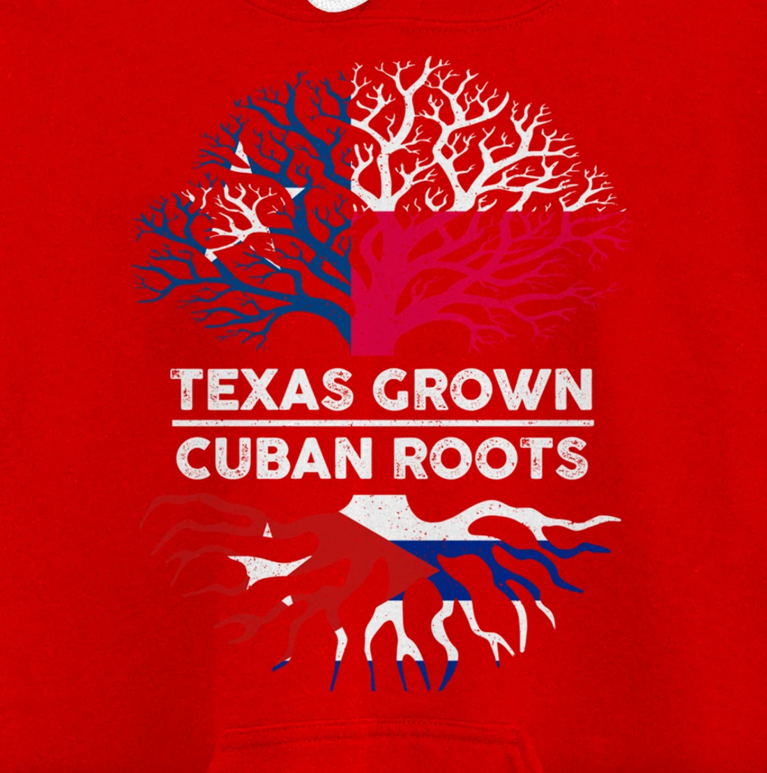 Texas Grown with Cuban Roots Tree USA Cuba Flag Pullover Hoodie
