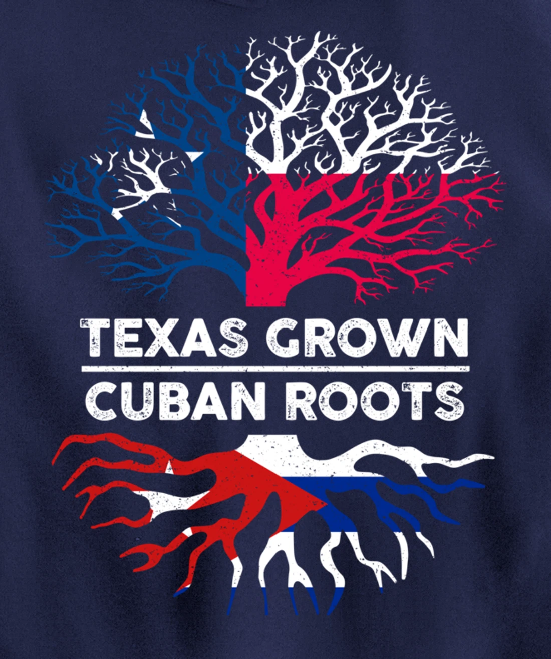 Texas Grown with Cuban Roots Tree USA Cuba Flag Pullover Hoodie
