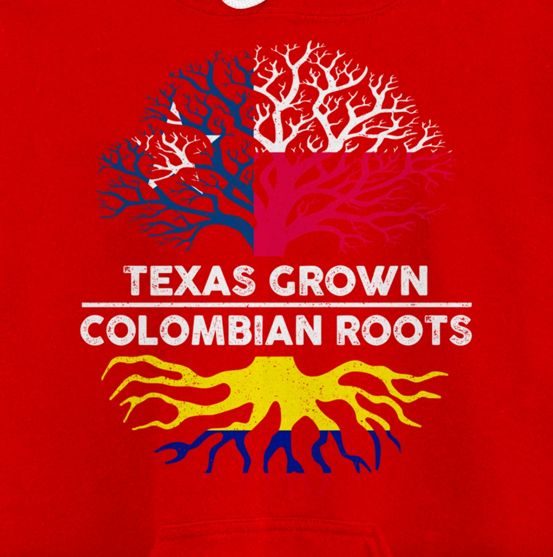 Texas Grown with Colombian Roots Tree USA Colombia Flag Pullover Hoodie