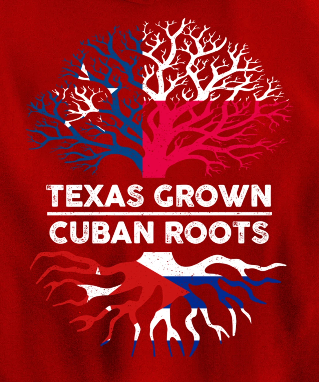 Texas Grown with Cuban Roots Tree USA Cuba Flag Pullover Hoodie