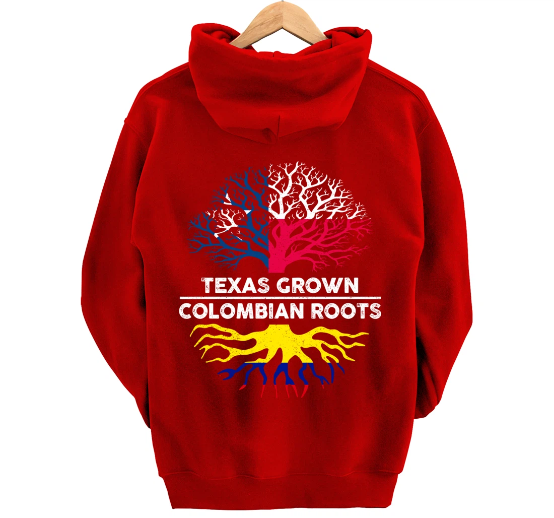 Texas Grown with Colombian Roots Tree USA Colombia Flag Pullover Hoodie