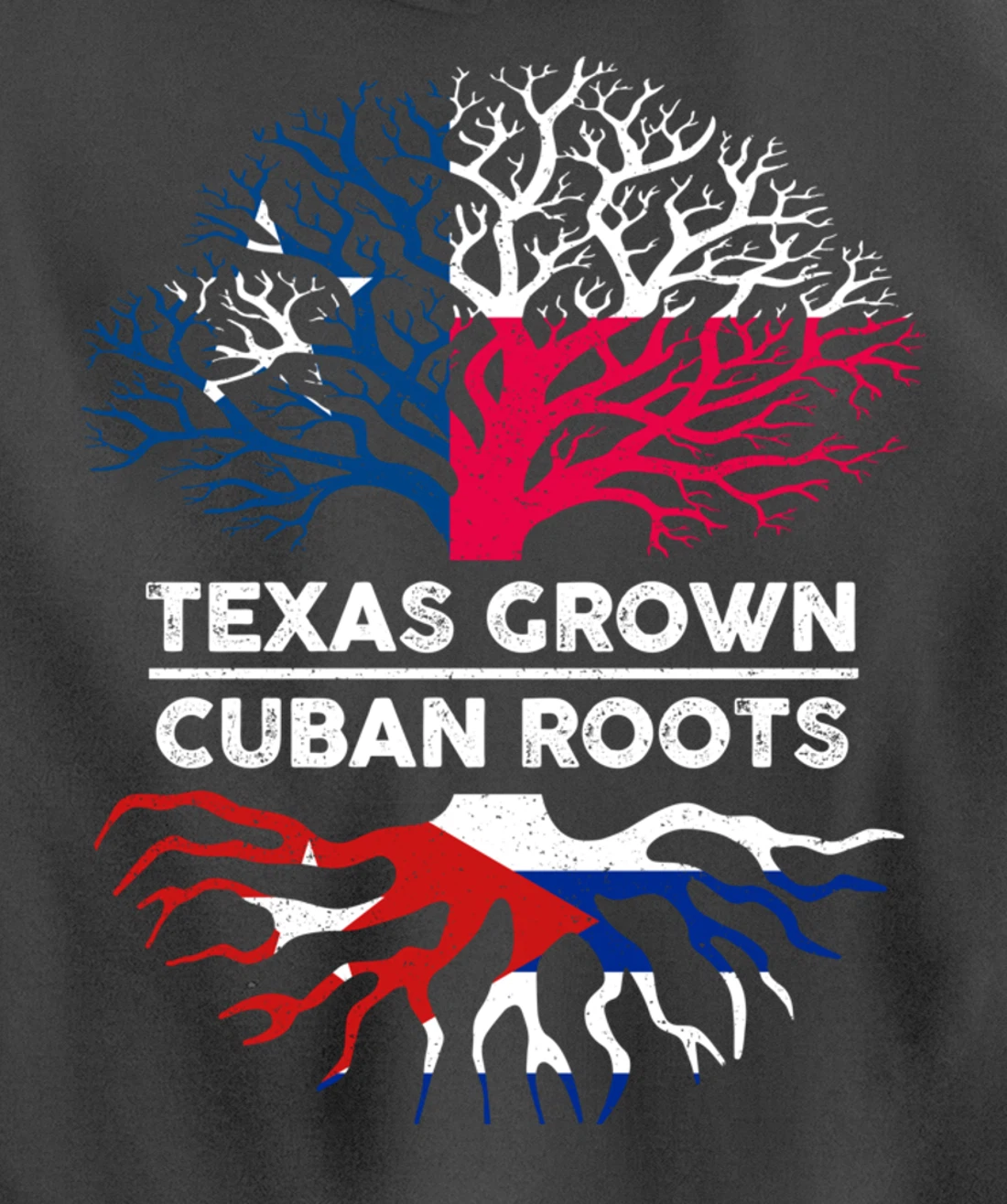 Texas Grown with Cuban Roots Tree USA Cuba Flag Pullover Hoodie