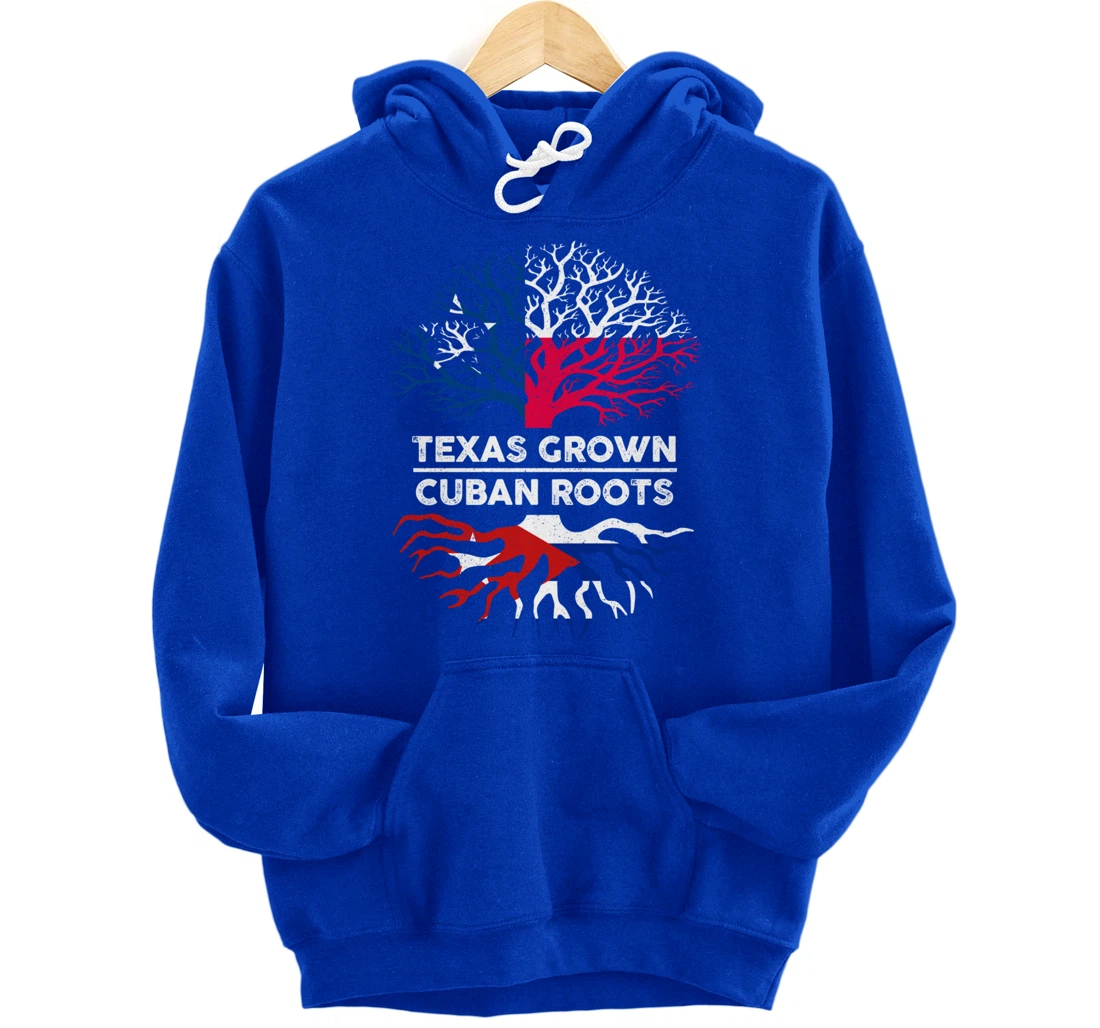 Texas Grown with Cuban Roots Tree USA Cuba Flag Pullover Hoodie