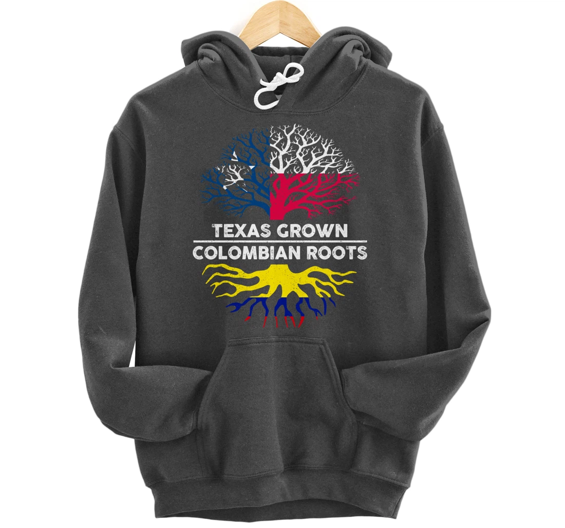 Texas Grown with Colombian Roots Tree USA Colombia Flag Pullover Hoodie