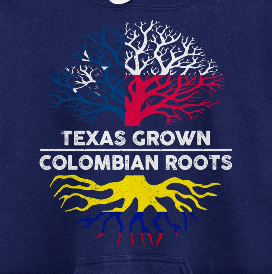 Texas Grown with Colombian Roots Tree USA Colombia Flag Pullover Hoodie