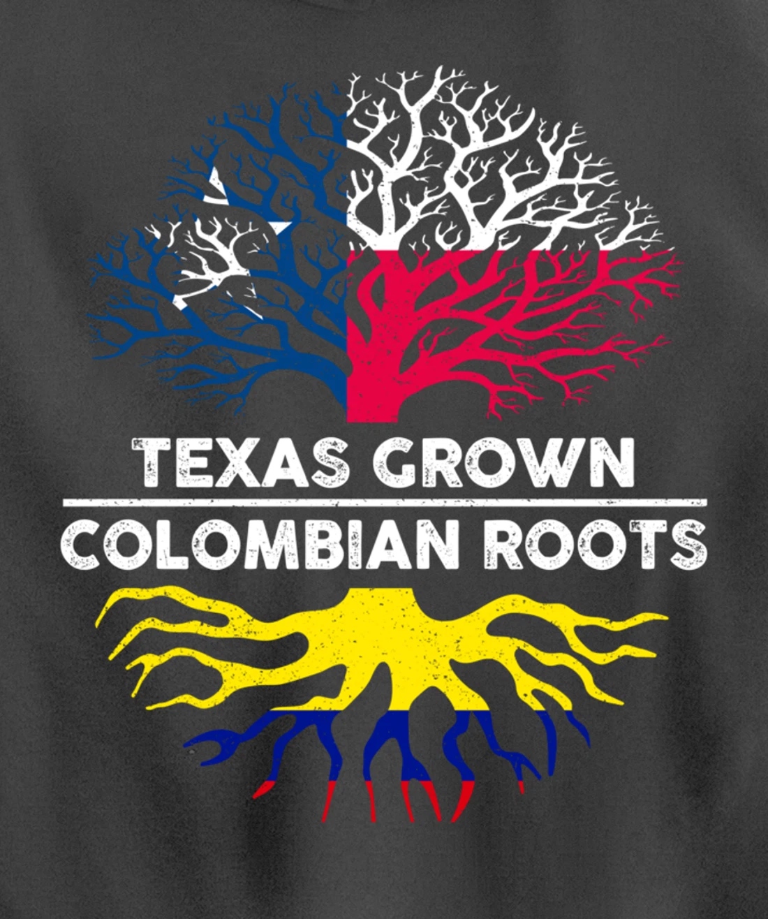 Texas Grown with Colombian Roots Tree USA Colombia Flag Pullover Hoodie