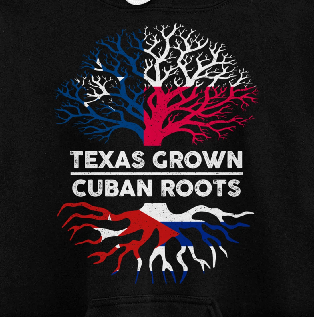 Texas Grown with Cuban Roots Tree USA Cuba Flag Pullover Hoodie