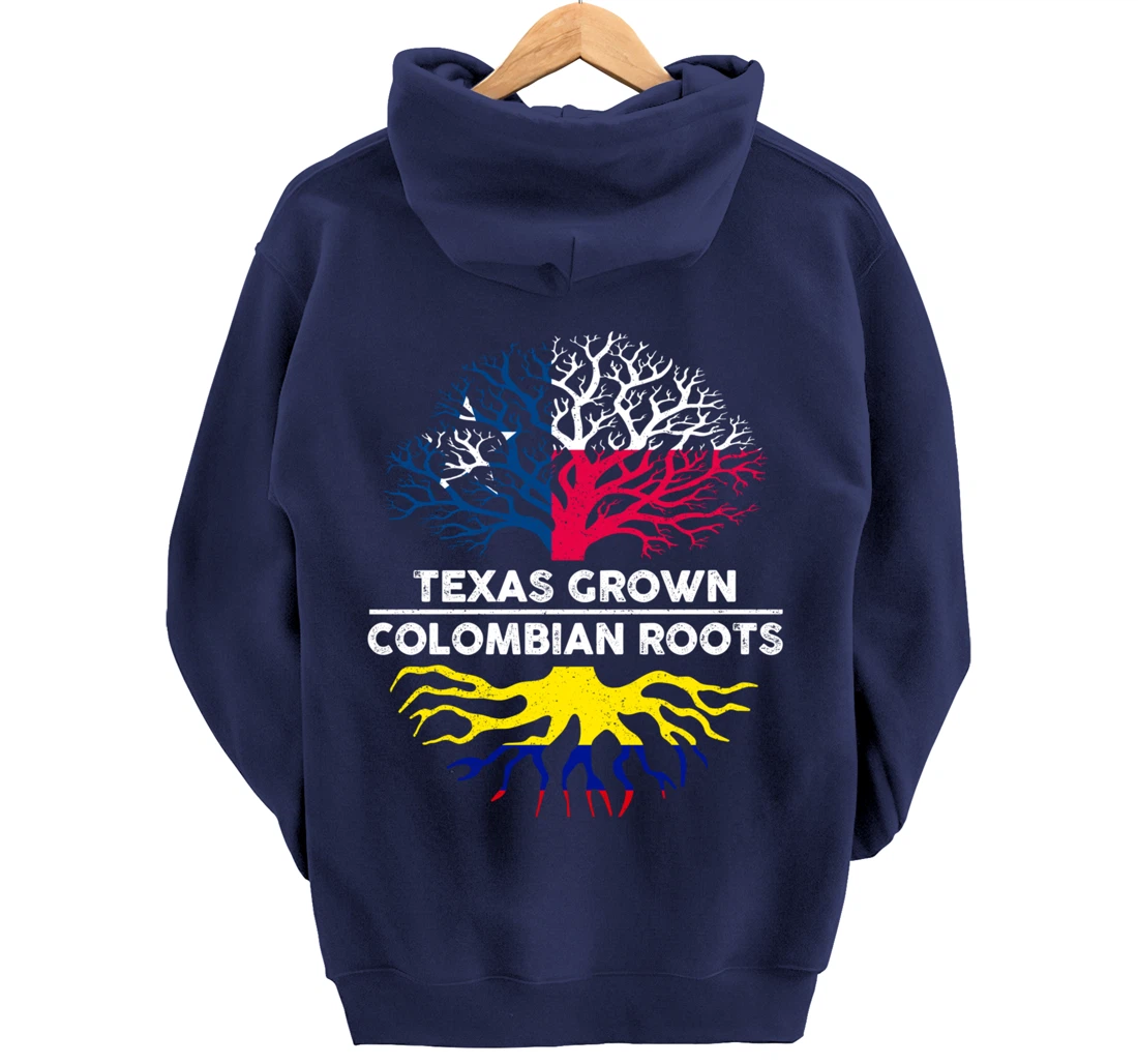 Texas Grown with Colombian Roots Tree USA Colombia Flag Pullover Hoodie