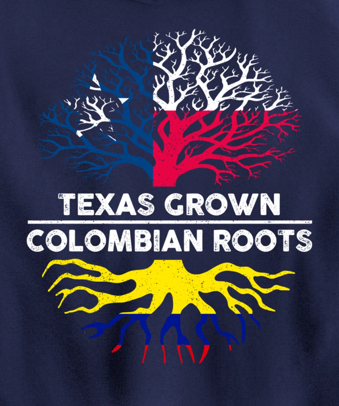 Texas Grown with Colombian Roots Tree USA Colombia Flag Pullover Hoodie