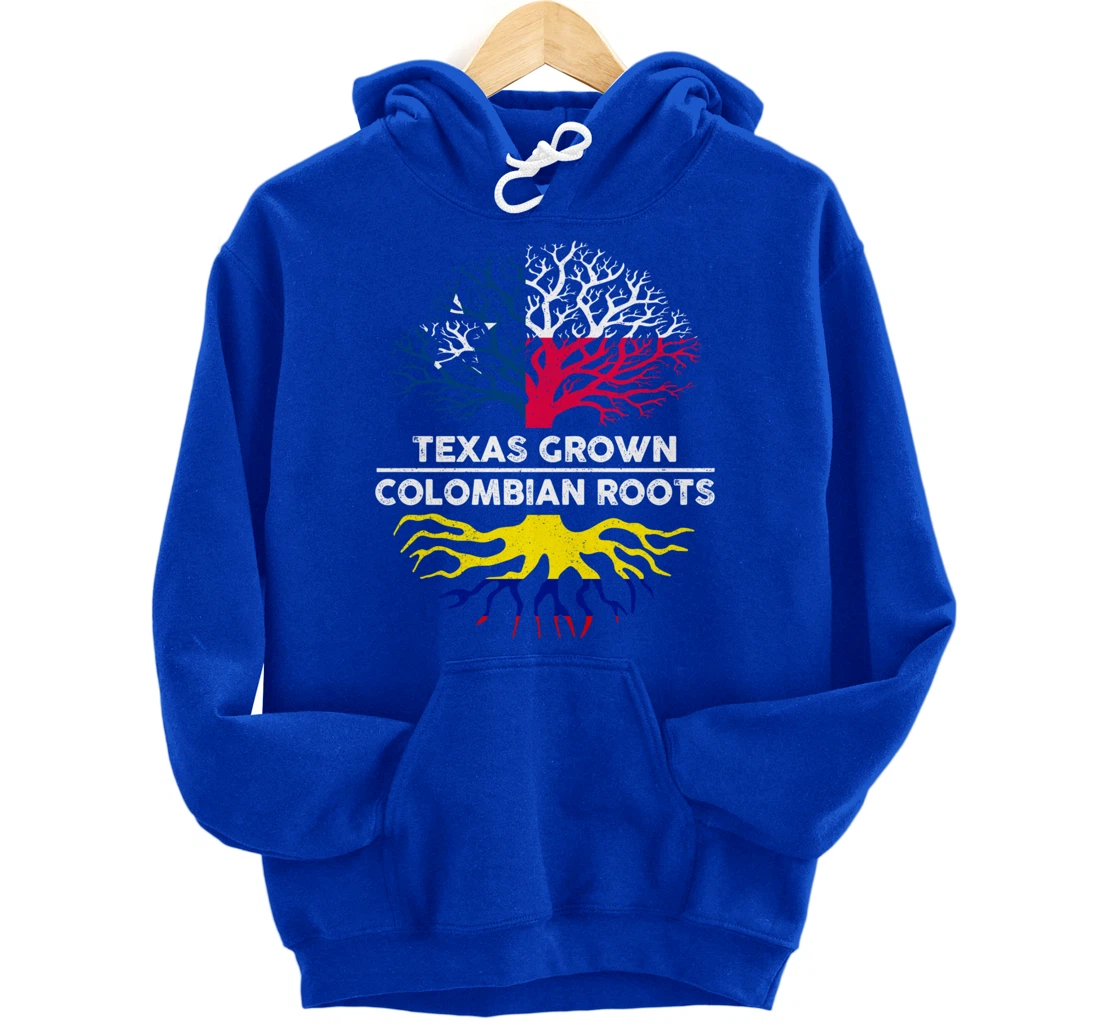 Texas Grown with Colombian Roots Tree USA Colombia Flag Pullover Hoodie