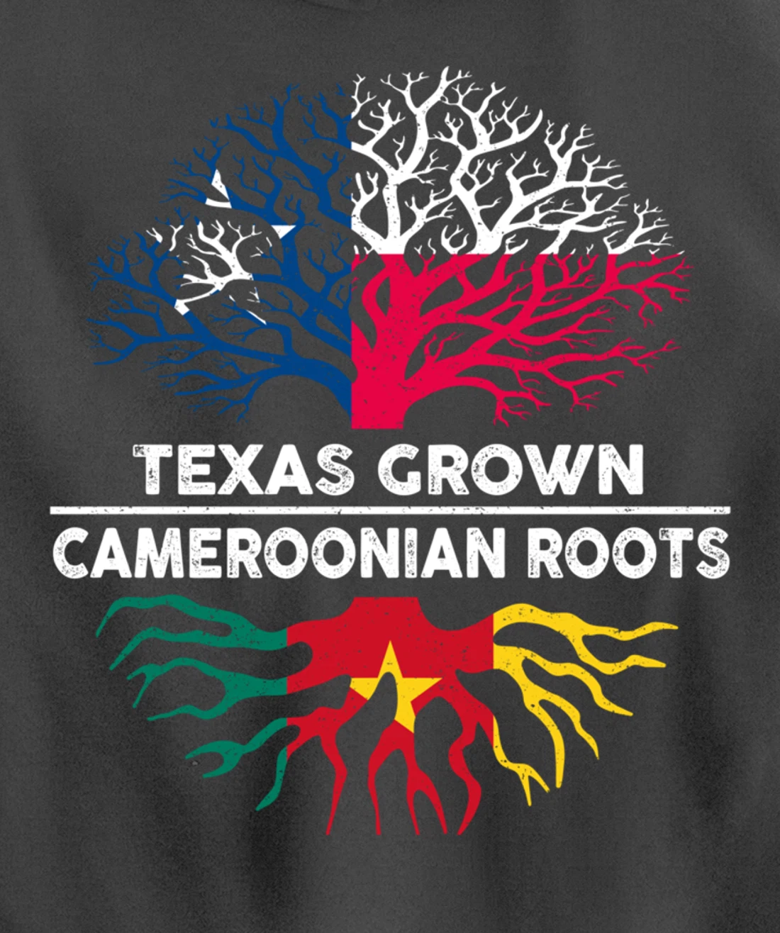 Texas Grown with Cameroonian Roots Tree USA Cameroon Flag Pullover Hoodie