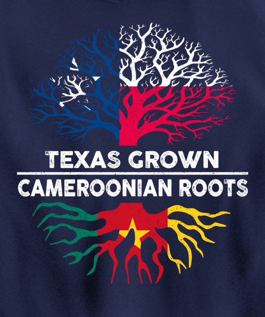 Texas Grown with Cameroonian Roots Tree USA Cameroon Flag Pullover Hoodie