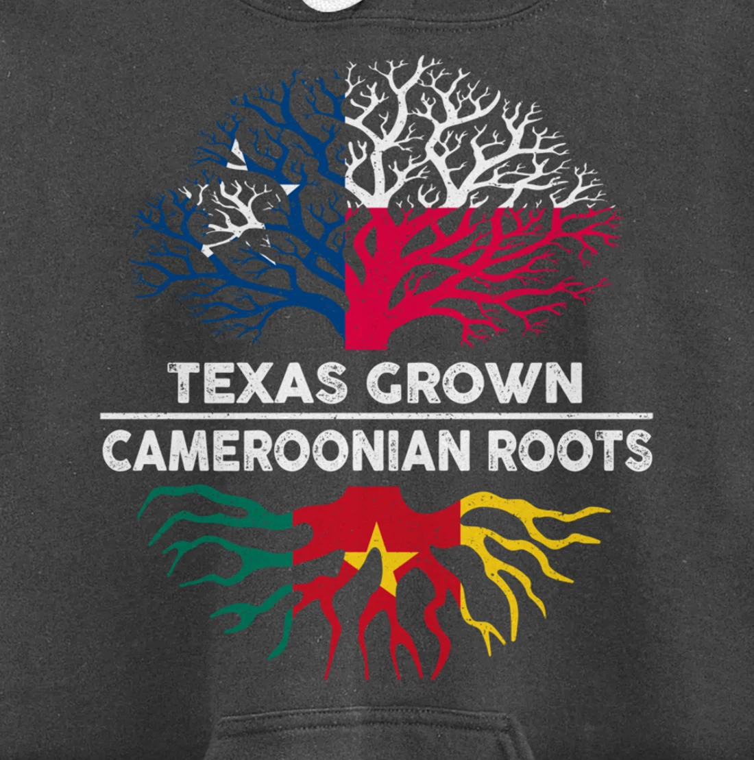 Texas Grown with Cameroonian Roots Tree USA Cameroon Flag Pullover Hoodie