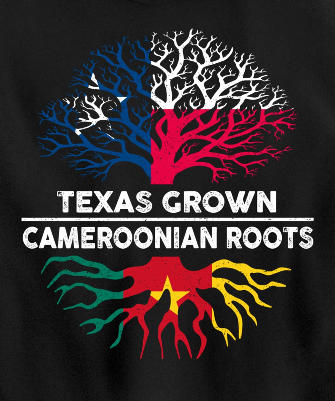 Texas Grown with Cameroonian Roots Tree USA Cameroon Flag Pullover Hoodie