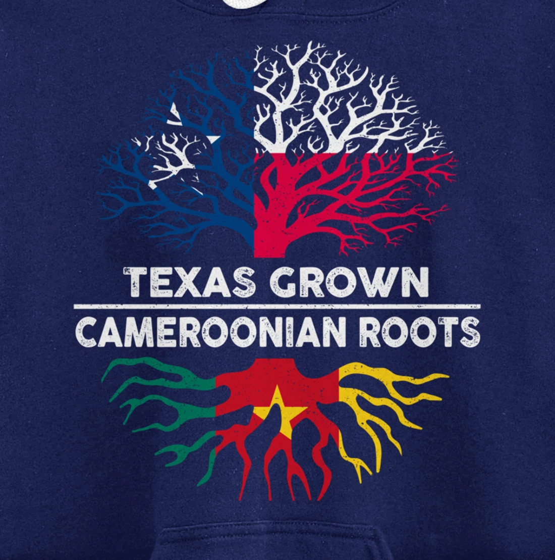 Texas Grown with Cameroonian Roots Tree USA Cameroon Flag Pullover Hoodie