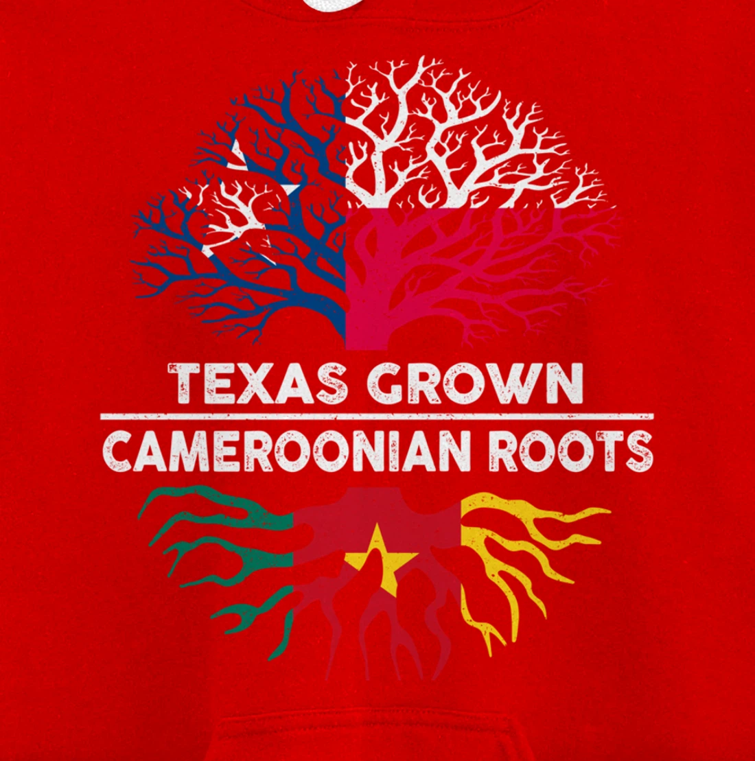 Texas Grown with Cameroonian Roots Tree USA Cameroon Flag Pullover Hoodie