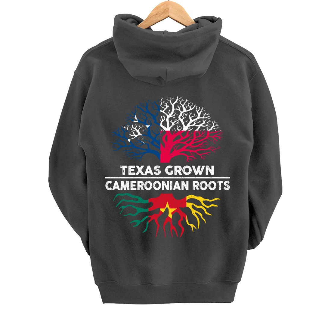 Texas Grown with Cameroonian Roots Tree USA Cameroon Flag Pullover Hoodie
